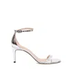 Stuart Weitzman Silver Laminated Sandal 75mm Heel