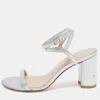 Stuart Weitzman Silver Leather Ankle Wrap Sandals In Silver