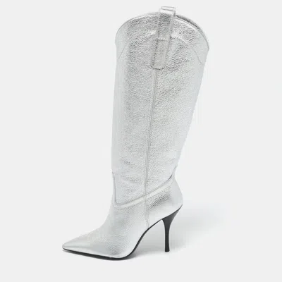 Stuart Weitzman Silver Leather Knee Length Boots
