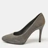 Stuart Weitzman Silver Lurex Fabric Pointed Toe Pumps In Gray