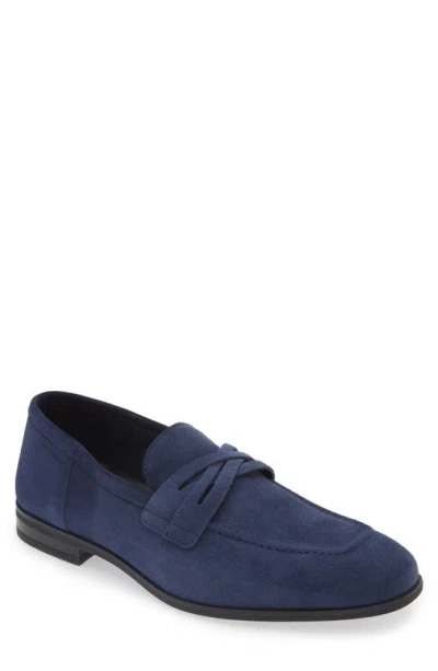 Stuart Weitzman Men's Simon Suede Crisscross Penny Loafers In Off Black