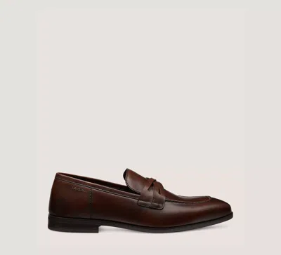 Stuart Weitzman Men's Simon Crisscross Leather Penny Loafers In Bordo