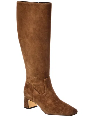 Stuart Weitzman Simona Zip Suede Knee-high Boot In Black