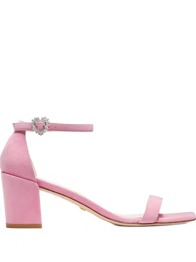 STUART WEITZMAN SIMPLE HEART CRYSTAL-HEART-EMBELLISHED SANDALS