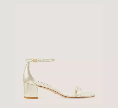 Stuart Weitzman Simplecurve 50 Sandal In Platino Gold