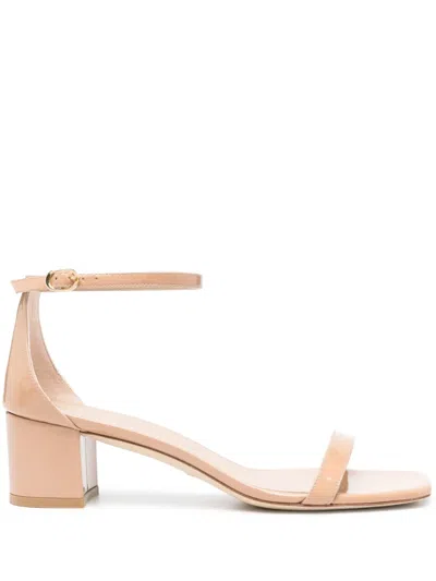 Stuart Weitzman Simplecurve 50mm Leather Sandals In Neutrals