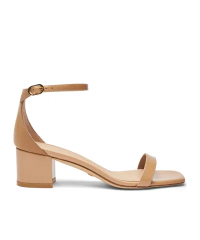 Stuart Weitzman Simplecurve 50mm Leather Sandals In Nude