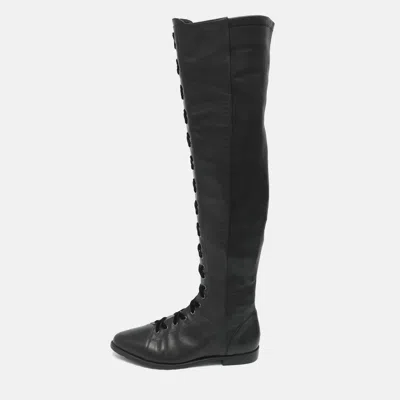 Pre-owned Stuart Weitzman Size 35 Black Leather Knee Length Boots