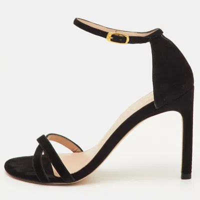 Pre-owned Stuart Weitzman Size 35 Black Suede Ankle Strap Sandals