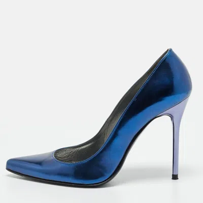 Pre-owned Stuart Weitzman Size 36 Blue Patent Leather Pointed Toe Pumps