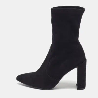 Pre-owned Stuart Weitzman Size 37 Black Suede Ankle Length Boots