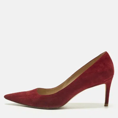 Pre-owned Stuart Weitzman Size 38 Burgundy Suede Pointed Toe Pumps