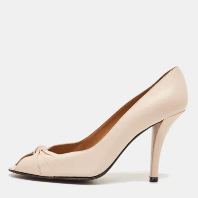 Pre-owned Stuart Weitzman Size 38.5 Pink Leather Peep Toe Pumps