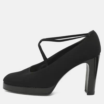 Pre-owned Stuart Weitzman Size 39 Black Nylon Platform Pumps