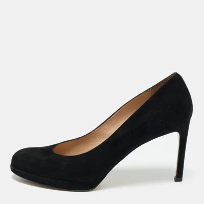 Pre-owned Stuart Weitzman Size 39 Black Suede Platform Pumps