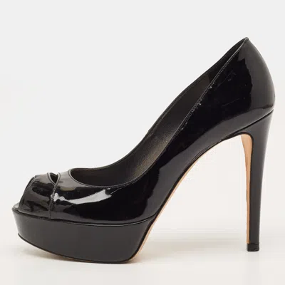 Pre-owned Stuart Weitzman Size 39.5 Black Patent Leather Platform Pumps