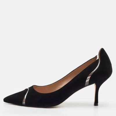 Pre-owned Stuart Weitzman Size 39.5 Black Suede Pointed Toe Pumps