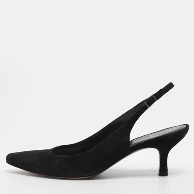Pre-owned Stuart Weitzman Size 40 Black Suede Slingback Pumps