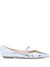Stuart Weitzman Emilia Mary Jane Flat In Blue