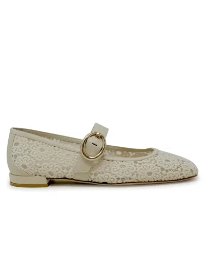 Stuart Weitzman Sk921 Ivory Lace Arabella Mary Jane Shoes