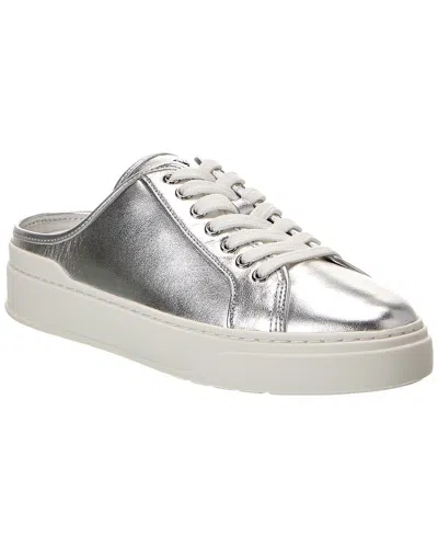 Stuart Weitzman Skater Leather Mule Sneaker In Silver