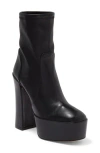 Stuart Weitzman Skyhigh 145 Stuart Platform Boot In Black Stretch Nappa