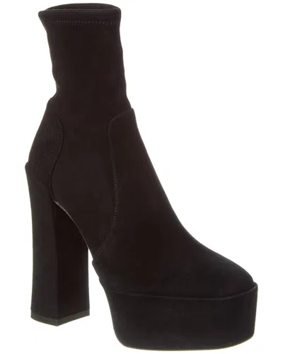 Stuart Weitzman Skyhigh 145 Suede Platform Bootie In Black