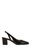 Stuart Weitzman 'sleek' Black Slingback Pumps With Block Heel