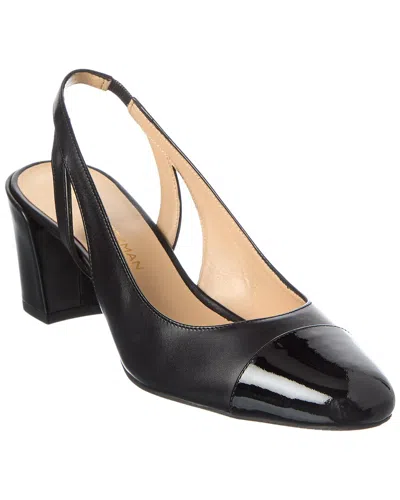 Stuart Weitzman Sleek 50 Leather Slingback Pump In Black