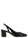 Stuart Weitzman 'sleek' Black Slingback Pumps With Block Heel