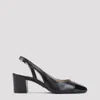 Stuart Weitzman 'sleek' Black Slingback Pumps With Block Heel In Blk Black