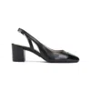 Stuart Weitzman 'sleek' Black Slingback Pumps With Block Heel In Black