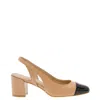 Stuart Weitzman Beige Slingback With Contrasting Toe In Black