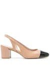 Stuart Weitzman Sleek Suede And Patent-leather Slingback Pumps In Nude & Neutrals