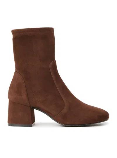Stuart Weitzman Sleek 60 Sock Bootie In Walnut In Brown