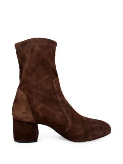 Pre-owned Stuart Weitzman Sleek 60 Suede Ankle Boots In Brown