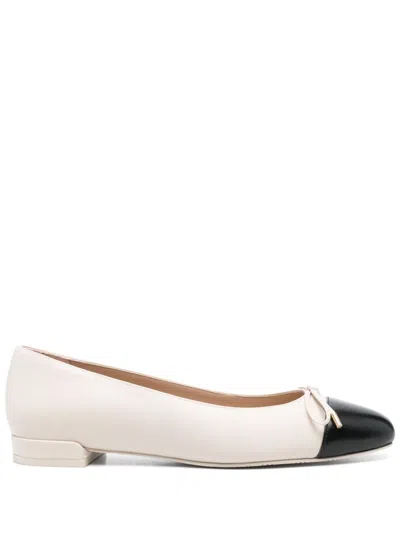 Stuart Weitzman Sleek Bow Ballet Flats In Neutrals