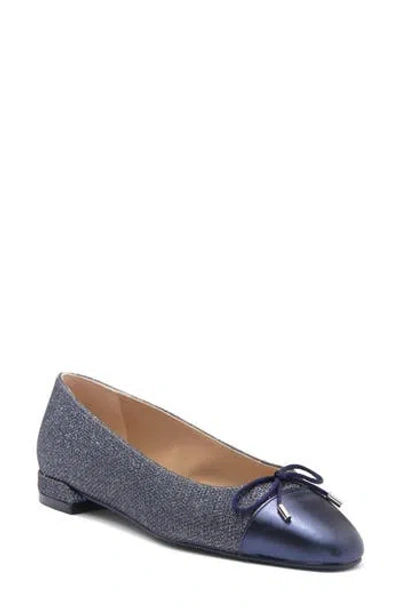 Stuart Weitzman Sleek Bow Flat In Blue Steel/ Indigo