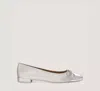 Stuart Weitzman Sleek Bow Flat The Sw Outlet In Silver