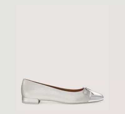 Stuart Weitzman Sleek Bow Flat The Sw Outlet In Silver