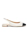 Stuart Weitzman Grey Slingback Ballet Shoes With Cap Toe And Bow Detail In Multi