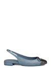 Stuart Weitzman Sleek Bow Slingback Flat In Blue