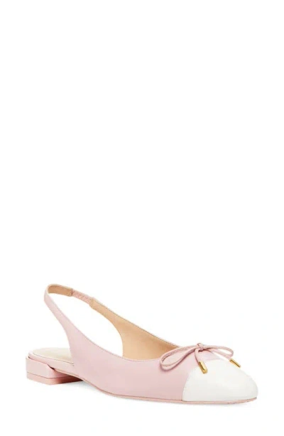 Stuart Weitzman Sleek Bow Slingback Flat In Ballet/ Cream