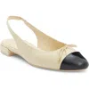 Stuart Weitzman Sleek Bow Slingback Flat In Metallic