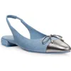 Stuart Weitzman Sleek Bow Slingback Flat In Blue