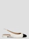 Stuart Weitzman Grey Slingback Ballet Shoes With Cap Toe And Bow Detail In White