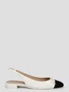 Stuart Weitzman Grey Slingback Ballet Shoes With Cap Toe And Bow Detail In White
