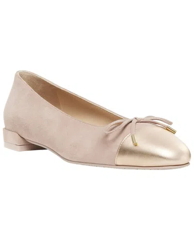 Stuart Weitzman Sleek Bow Suede Flat In Neutral
