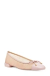 Stuart Weitzman Sleek Cap Toe Bow Flat In Neutral