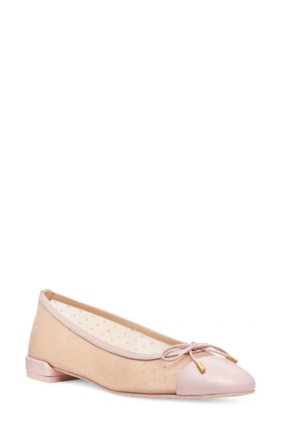 Stuart Weitzman Sleek Cap Toe Bow Flat In Rosewater/ Ballet